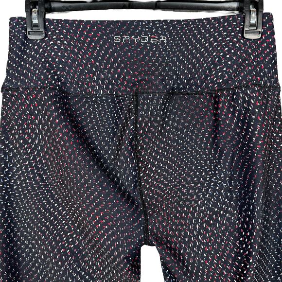 Spyder Active X-Large Ankle Leggings Abstract Elastic Waist Soft Hi-Rise Black - Picture 4 of 9